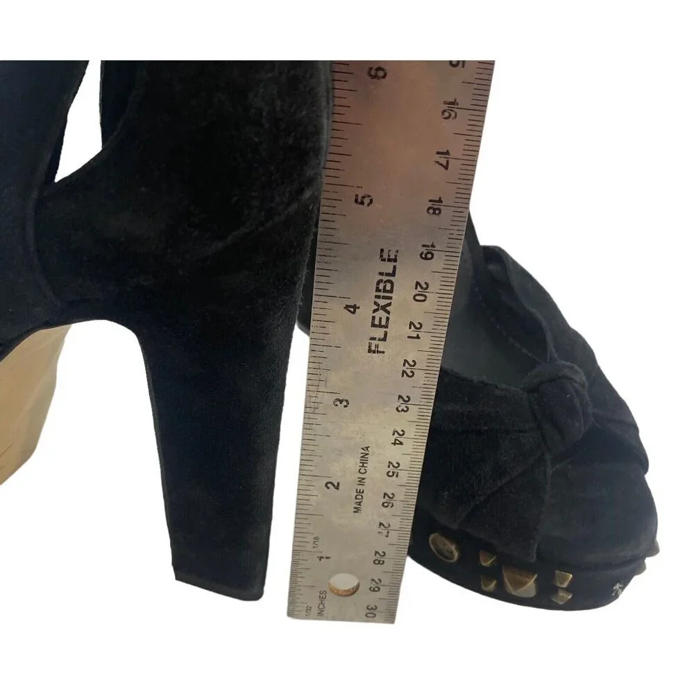 GUESS Women‎ Heels Size 7 Black Kenzie High Block Suede Elegant Buckle Party